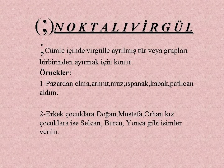 (; )N O K T A L I V İ R G Ü L