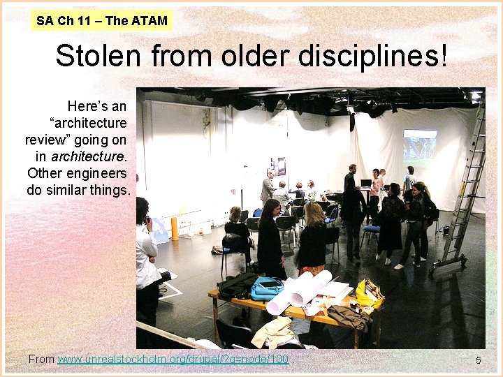 SA Ch 11 – The ATAM Stolen from older disciplines! Here’s an “architecture review”