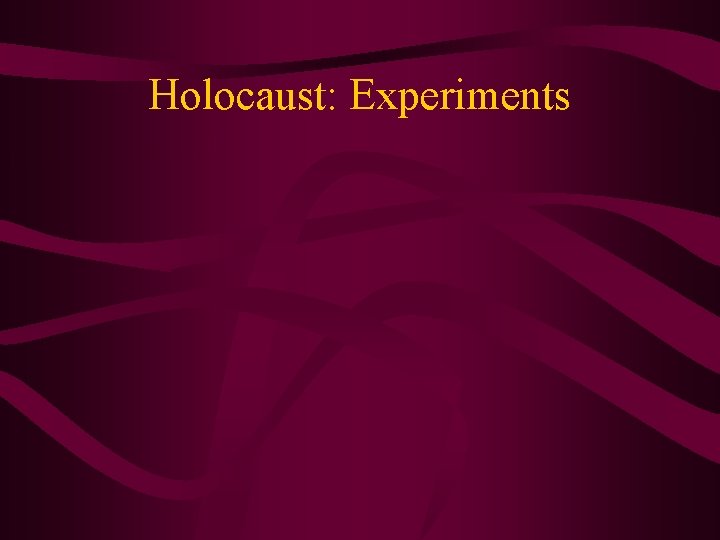 Holocaust: Experiments 
