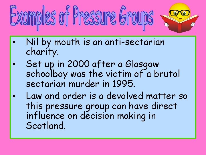  • • • Nil by mouth is an anti-sectarian charity. Set up in