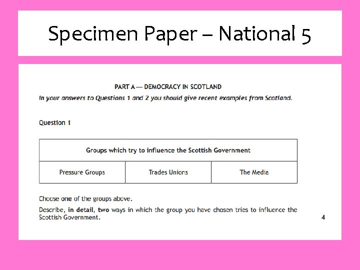 Specimen Paper – National 5 