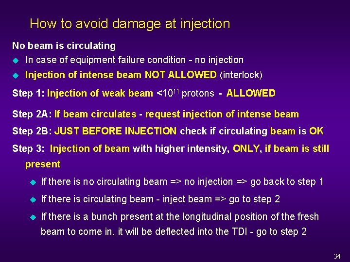 How to avoid damage at injection No beam is circulating u In case of