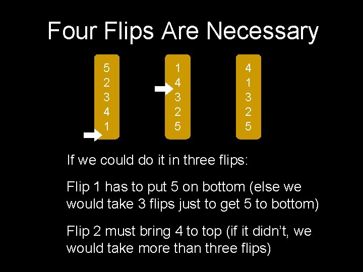 Four Flips Are Necessary 5 2 3 4 1 1 4 3 2 5