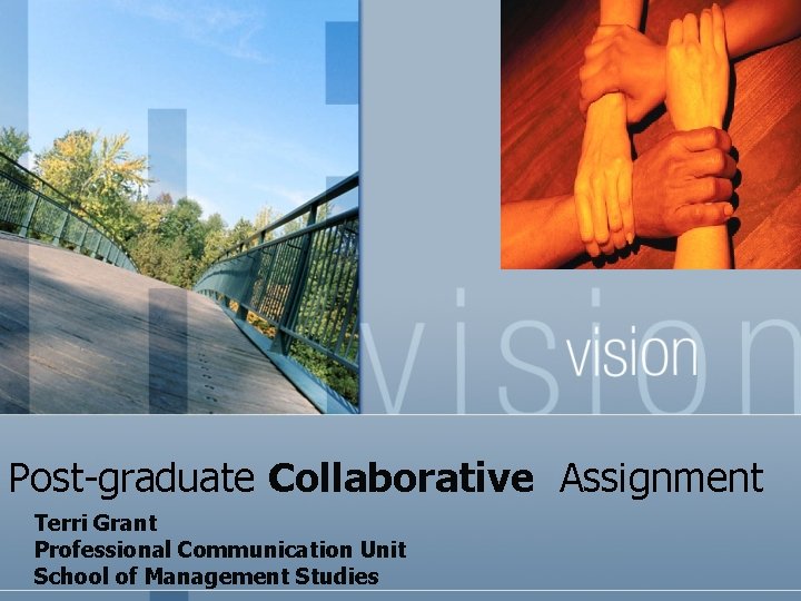 Post-graduate Collaborative Assignment Terri Grant Professional Communication Unit School of Management Studies 