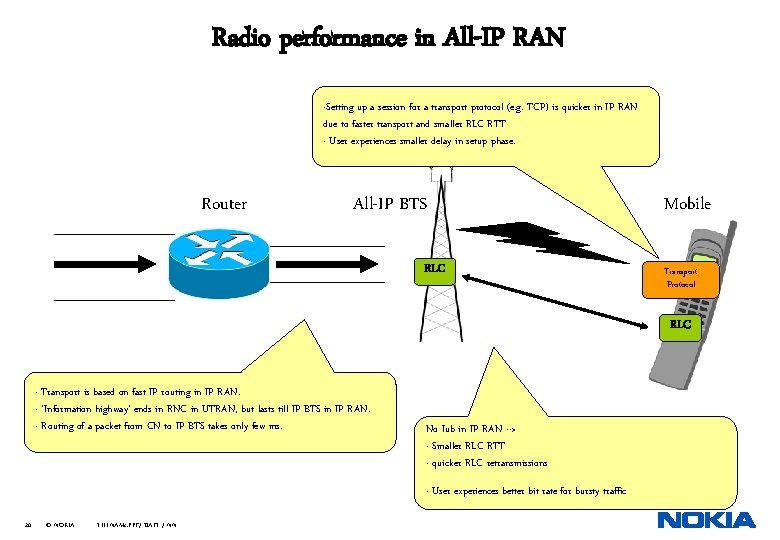 Radio performance in All-IP RAN -Setting up a session for a transport protocol (e.
