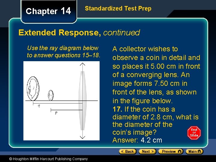 Chapter 14 Standardized Test Prep Extended Response, continued Use the ray diagram below to