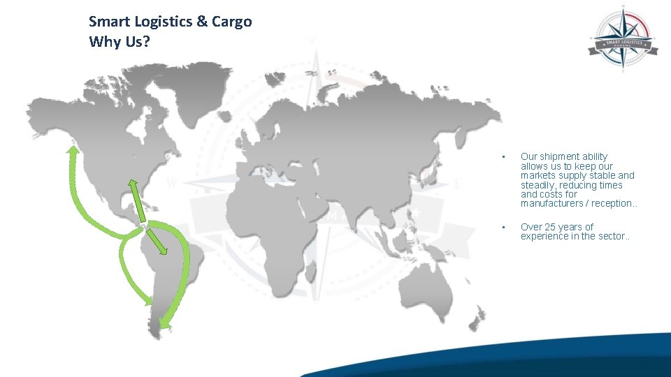 Smart Logistics & Cargo Why Us? • Our shipment ability allows us to keep