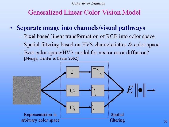Color Error Diffusion Generalized Linear Color Vision Model • Separate image into channels/visual pathways