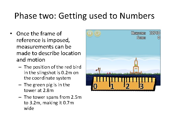 Phase two: Getting used to Numbers • Once the frame of reference is imposed,