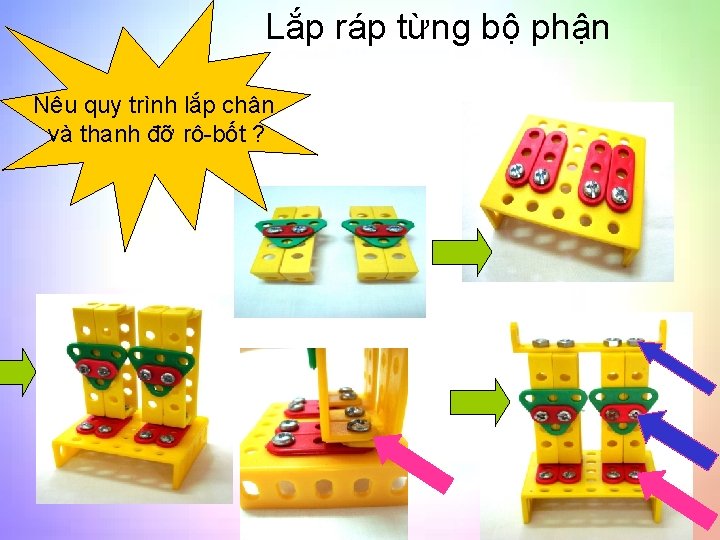 Lắp ráp từng bộ phận Nêu quy trình lắp chân và thanh đỡ rô-bốt