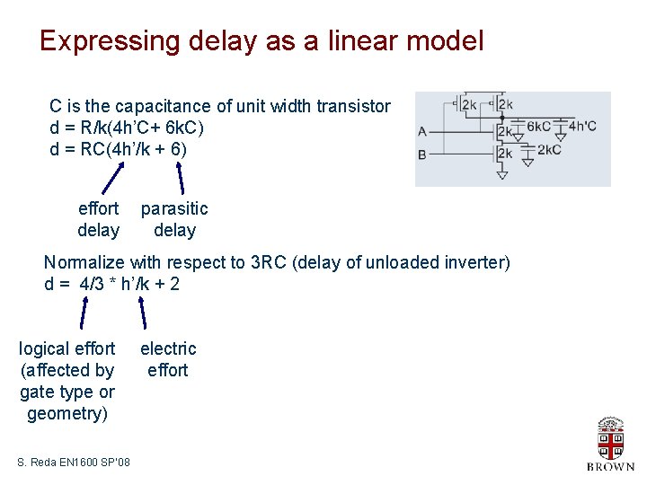 Expressing delay as a linear model C is the capacitance of unit width transistor