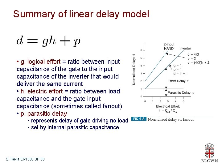 Summary of linear delay model • g: logical effort = ratio between input capacitance