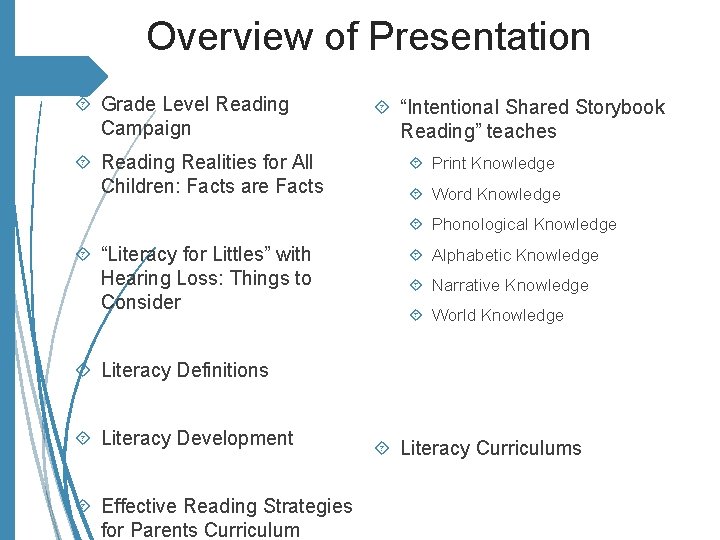 Overview of Presentation Grade Level Reading Campaign Reading Realities for All Children: Facts are