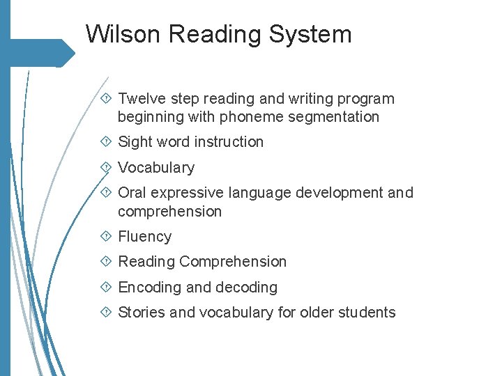 Wilson Reading System Twelve step reading and writing program beginning with phoneme segmentation Sight