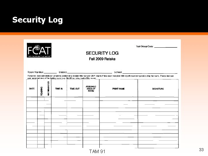 Security Log TAM 91 33 