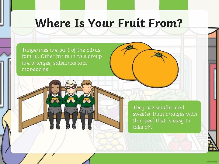 Where Is Your Fruit From? Tangerines are part of the citrus family. Other fruits