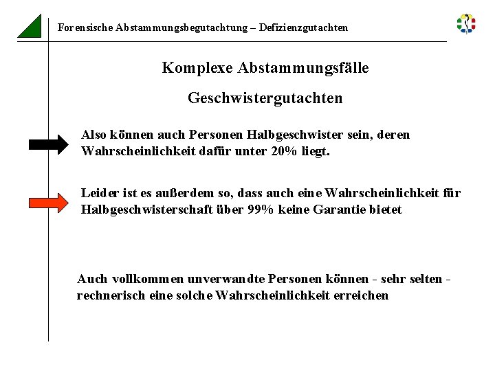 Forensische Abstammungsbegutachtung – Defizienzgutachten Komplexe Abstammungsfälle Geschwistergutachten Also können auch Personen Halbgeschwister sein, deren