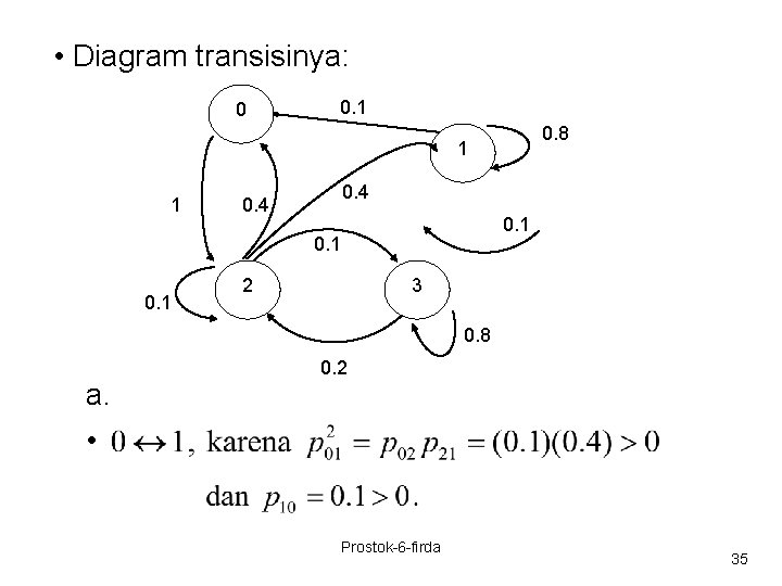  • Diagram transisinya: 0 0. 1 0. 8 1 1 0. 4 0.