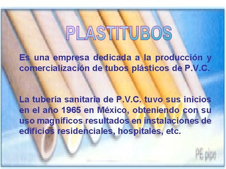 Es una empresa dedicada a la producción y comercialización de tubos plásticos de P.