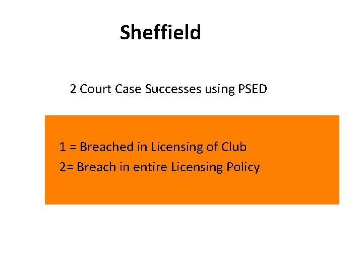 Sheffield 2 Court Case Successes using PSED 1 = Breached in Licensing of Club