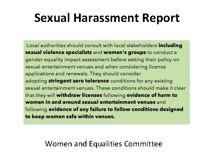 Sexual Harassment Report Women and Equalities Committee 