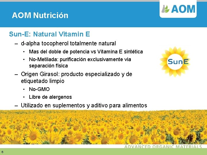 AOM Nutrición Sun-E: Natural Vitamin E – d-alpha tocopherol totalmente natural • Mas del