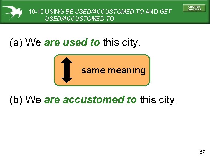 10 -10 USING BE USED/ACCUSTOMED TO AND GET USED/ACCUSTOMED TO (a) We are used