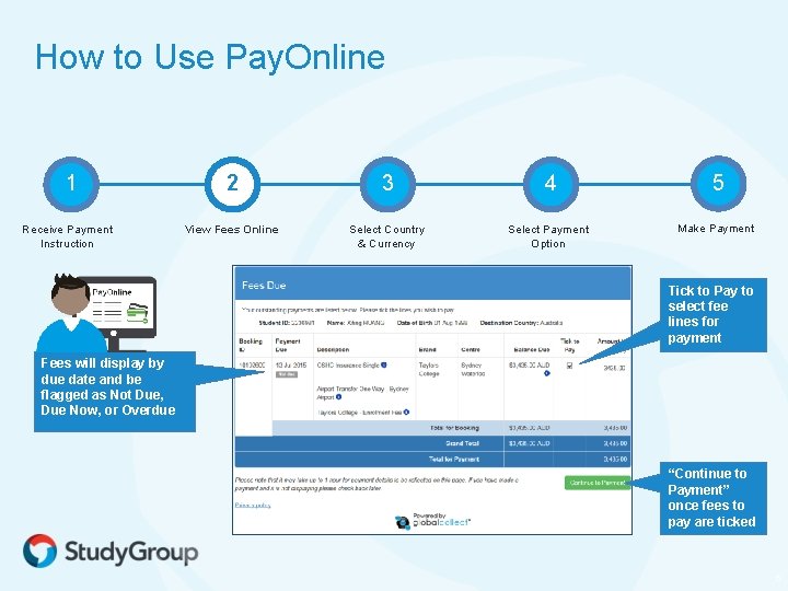 How to Use Pay. Online 1 Receive Payment Instruction 2 3 4 5 View