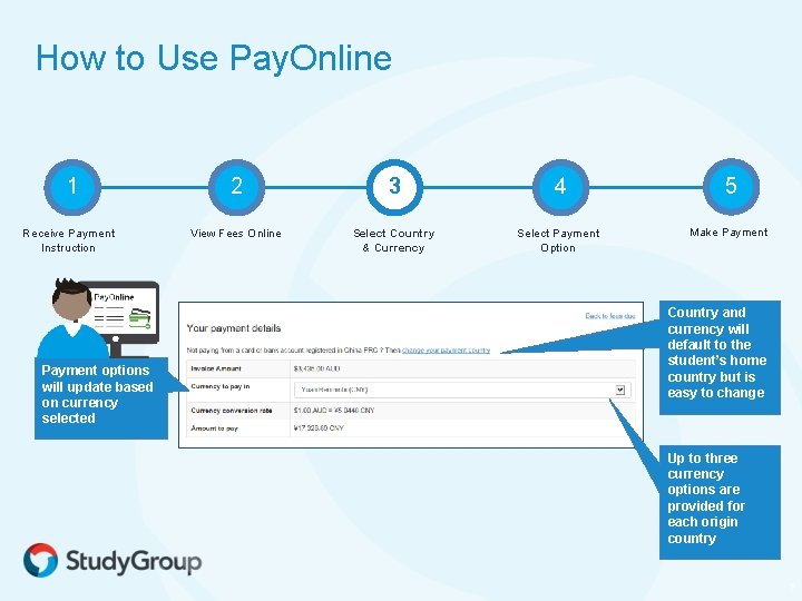 How to Use Pay. Online 1 Receive Payment Instruction Payment options will update based