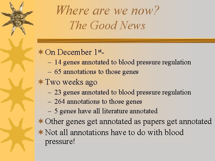 Where are we now? The Good News ¬ On December 1 st– 14 genes