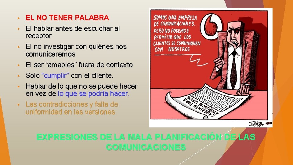  • • EL NO TENER PALABRA El hablar antes de escuchar al receptor
