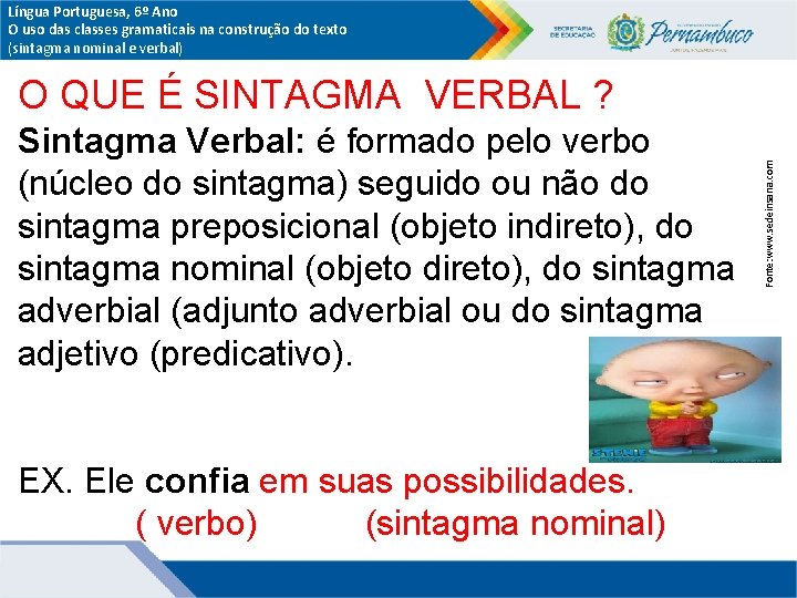 Língua Portuguesa, 6º Ano O uso das classes gramaticais na construção do texto (sintagma Língua Portuguesa, 6º Ano O uso das classes gramaticais na construção do texto (sintagma