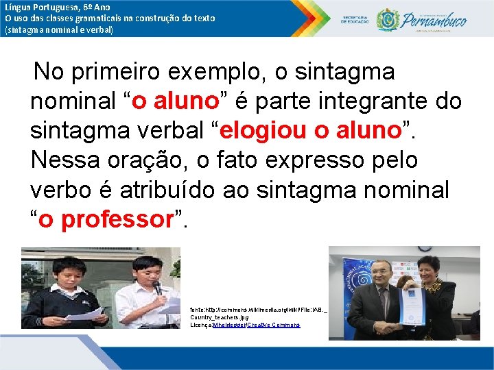 Língua Portuguesa, 6º Ano O uso das classes gramaticais na construção do texto (sintagma Língua Portuguesa, 6º Ano O uso das classes gramaticais na construção do texto (sintagma