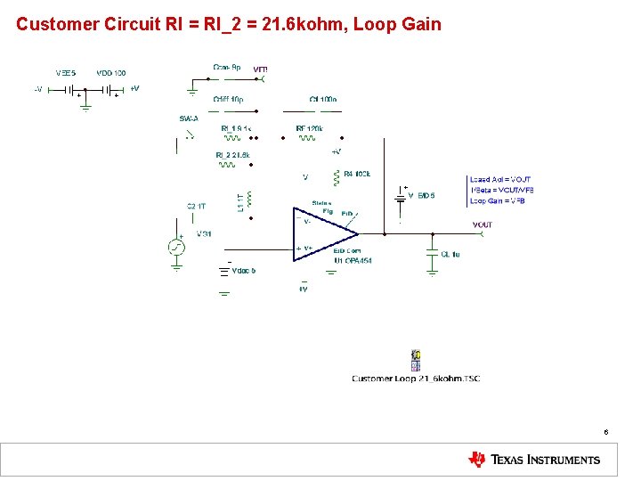 Customer Circuit RI = RI_2 = 21. 6 kohm, Loop Gain 6 Customer Circuit RI = RI_2 = 21. 6 kohm, Loop Gain 6