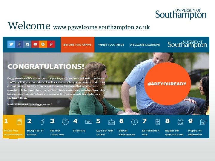 Welcome www. pgwelcome. southampton. ac. uk 