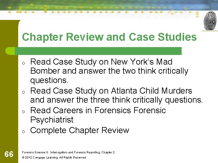 Chapter Review and Case Studies o o 66 Read Case Study on New York’s