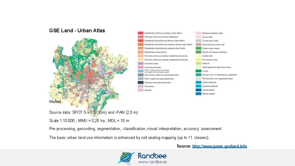 GSE Land - Urban Atlas Madrid Source data: SPOT 5 – XS (10 m)