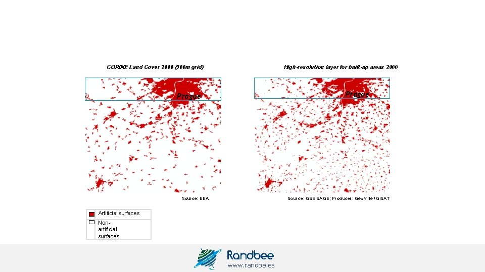 CORINE Land Cover 2000 (100 m grid) High-resolution layer for built-up areas 2000 Prague