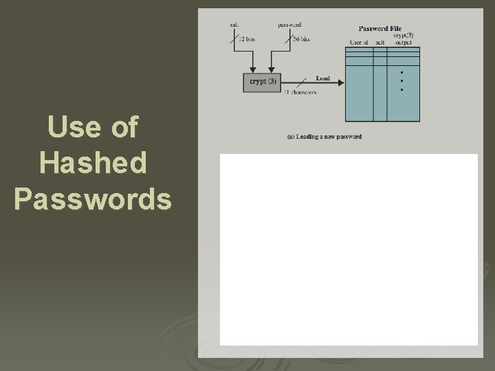 Use of Hashed Passwords 