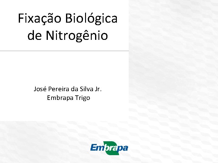 Fixação Biológica de Nitrogênio José Pereira da Silva Jr. Embrapa Trigo 