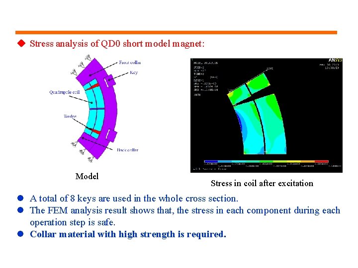 u Stress analysis of QD 0 short model magnet: Model Stress in coil after