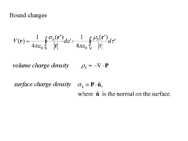 Bound charges volume charge density surface charge density 