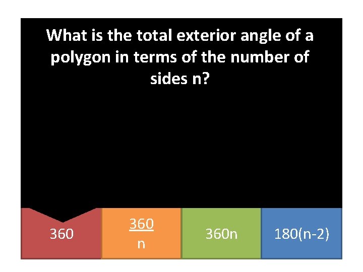 What is the total exterior angle of a polygon in terms of the number