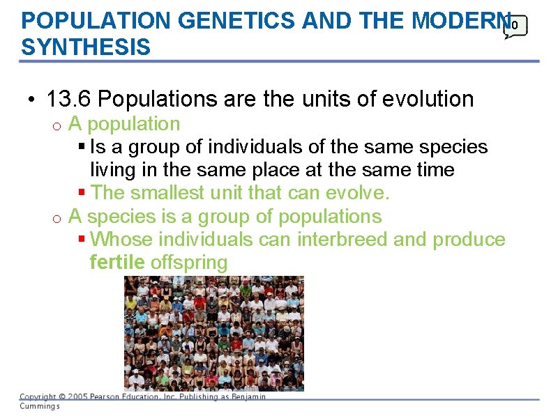 POPULATION GENETICS AND THE MODERN 0 SYNTHESIS • 13. 6 Populations are the units