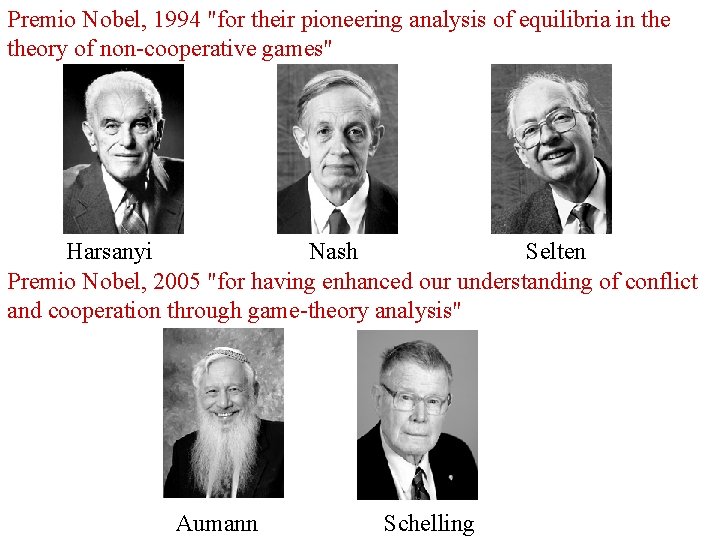 Premio Nobel, 1994 "for their pioneering analysis of equilibria in theory of non-cooperative games"