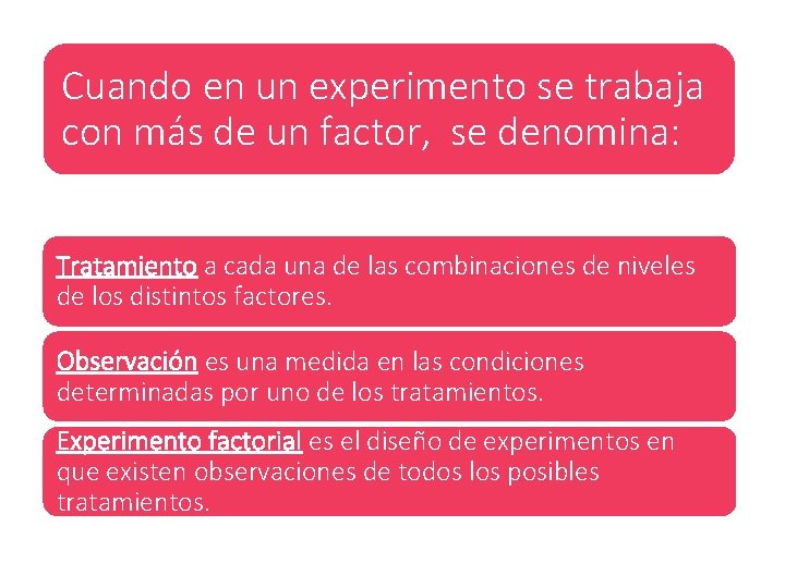 Cuando en un experimento se trabaja con más de un factor, se denomina: Tratamiento