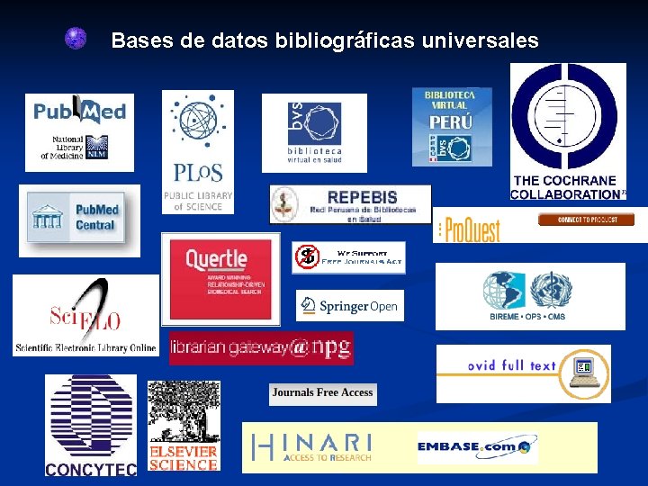 Bases de datos bibliográficas universales Bases de datos bibliográficas universales