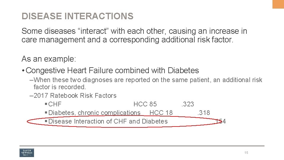 DISEASE INTERACTIONS Some diseases “interact” with each other, causing an increase in care management