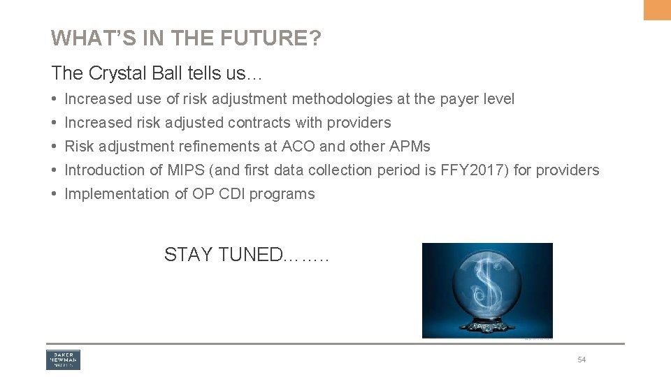 WHAT’S IN THE FUTURE? The Crystal Ball tells us… • • • Increased use