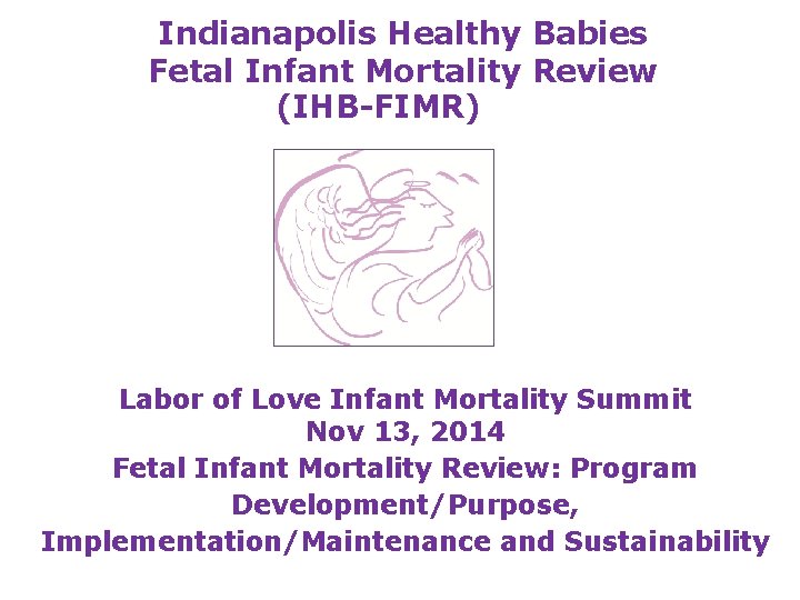 Indianapolis Healthy Babies Fetal Infant Mortality Review (IHB-FIMR) Labor of Love Infant Mortality Summit